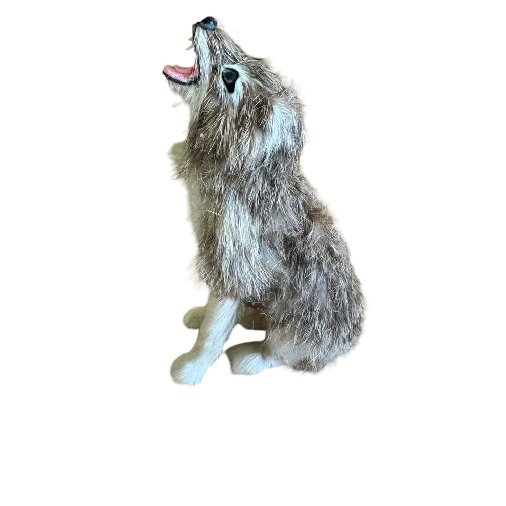 Realistic Looking 5.5" Howling Wolf Made With Rabbit Fur - Picture 3 of 6